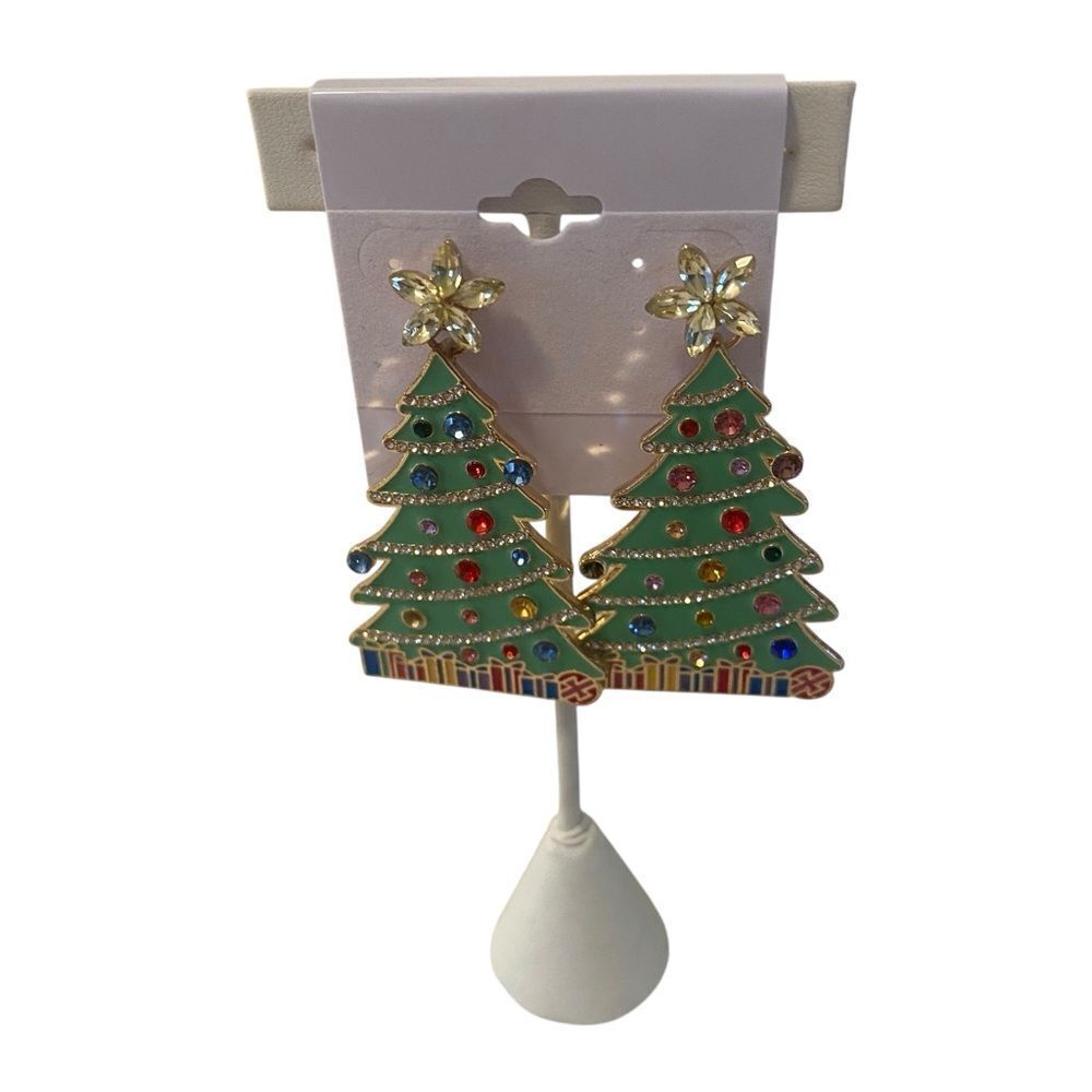 FestiveโJeweledโChristmasโTreeโEarrings